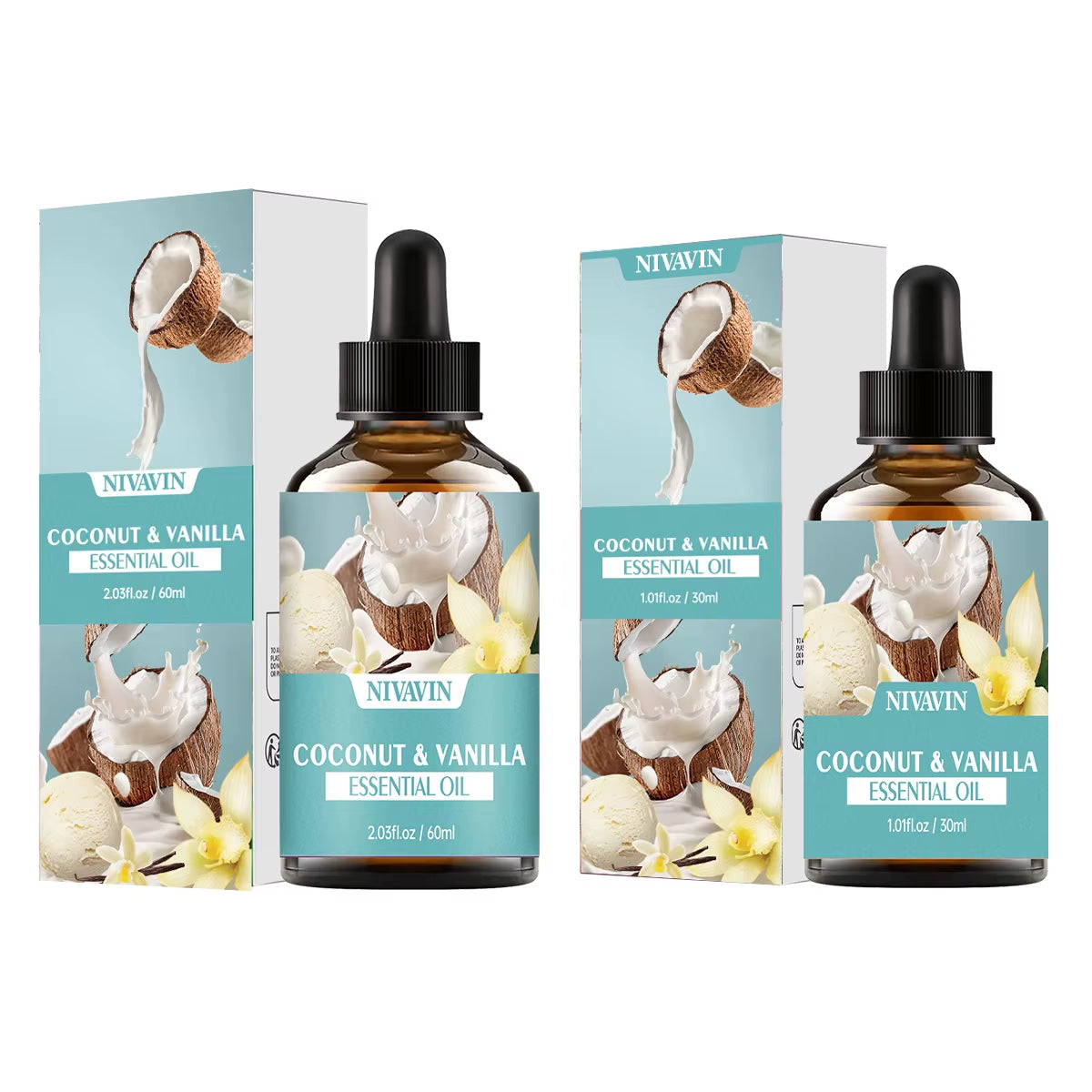 30Ml/60Ml/100Ml Coconut and Vanilla Essential Oil Body Massage Skin Care Hydrating Moisturizing and Air Freshening