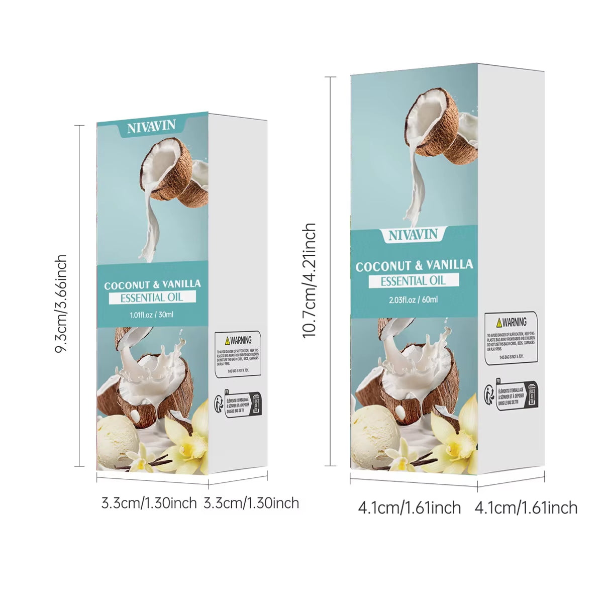30Ml/60Ml/100Ml Coconut and Vanilla Essential Oil Body Massage Skin Care Hydrating Moisturizing and Air Freshening